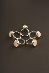 AAA Rose Quartz Ring: Adjustable Sterling Silver, Textured Band (Size 4-10)