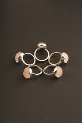 AAA Rose Quartz Ring: Adjustable Sterling Silver, Textured Band (Size 4-10)