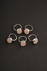 AAA Rose Quartz Ring: Adjustable Sterling Silver, Textured Band (Size 4-10)