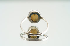 Ethiopian Opal Ring: Hammered Sterling Silver Band, Size 5 3/4