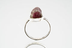 Pink Tourmaline Ring: 925 Sterling Silver, Hammered Band, Size 6