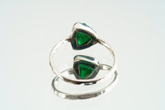 Australian Emerald Ring: Fossicked Rough Gem, Sterling Silver, Size 5.5