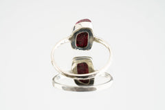 Pink Tourmaline Ring: Hammered 925 Sterling Silver, Size 5