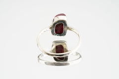 Pink Tourmaline Ring: Hammered 925 Sterling Silver, Size 5
