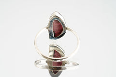 Pink Tourmaline Crystal Ring - Hammered Sterling Silver - Size 6 1/4