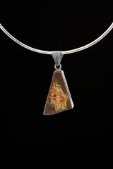 Opalized fossilised Ammonite - Natural Opal - Textured 925 Silver Setting - Crystal Pendant Neckpiece