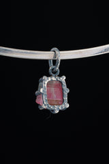 Oxidized Sterling Silver Watermelon Tourmaline Pendant Necklace