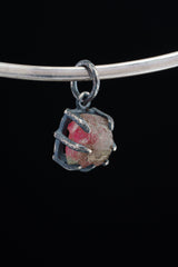 Oxidized Sterling Silver Watermelon Tourmaline Pendant Necklace
