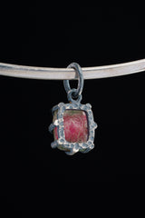 Oxidized Sterling Silver Watermelon Tourmaline Pendant Necklace