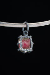 Oxidized Sterling Silver Watermelon Tourmaline Pendant Necklace