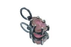 Watermelon Tourmaline Pendant: Oxidized Sterling Silver Claw Setting