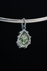 Raw Green Tourmaline Pendant: Oxidized Sterling Silver Crystal Necklace