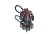 Pink Tourmaline Rubellite Claw Pendant on white background with oxidized sterling silver and natural rose-pink crystal.