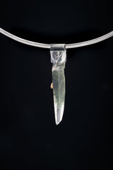 Nepalese Chlorite Quartz Point Pendant: Oxidized Sterling Silver Crystal Stack