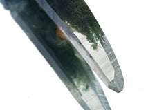 Nepalese Chlorite Quartz Point Pendant: Oxidized Sterling Silver Crystal Stack