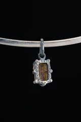 Olive Watermelon Tourmaline Pendant: Oxidized Sterling Silver Claw Setting