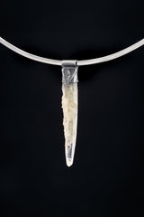 Nepalese Laser Quartz Point Pendant: Oxidized Sterling Silver, Chloride Inclusion