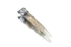 Nepalese Laser Quartz Point Pendant: Oxidized Sterling Silver, Chloride Inclusion