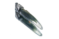 Nepalese Chlorite Quartz Point Pendant: Oxidized Sterling Silver Crystal Stack