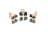 Natural Sapphire Stud Earrings: Gold Plated Sterling Silver Claw Setting