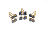 Natural Sapphire Stud Earrings: Gold Plated Sterling Silver Claw Setting