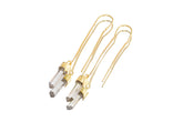 Himalayan Quartz gold-plated sterling silver dangle earring shown on white background with fine hook fitting.