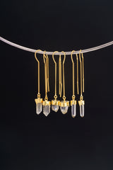 Himalayan Quartz Dangle Earring, Gold Plated Sterling Silver Hook, Clear Quartz Crown Chakra Single Earring Gift
