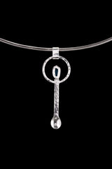 Apatite Crystal Pendant Necklace: Hammered Sterling Silver Spoon