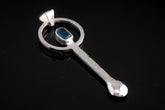 Blue Apatite Spoon Pendant: Hammered Sterling Silver Necklace