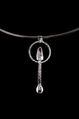 Amethyst Quartz Point Pendant Necklace: 925 Sterling Silver Ceremonial Spoon