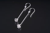 Herkimer Diamond Sterling Silver Dangle Earrings: Claw Set Crystal