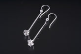 Herkimer Diamond Quartz dangle earrings in polished 925 sterling silver with fine hook fittings and claw-set crystals.