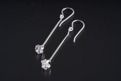 Herkimer Diamond Sterling Silver Dangle Earrings: Claw Set Crystal