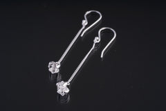 Herkimer Diamond Quartz dangle earrings in polished 925 sterling silver with fine hook fittings and claw-set crystals.