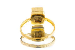 Gold Plated Pyrite Ring: Hammered Sterling Silver Band, Size 6.25