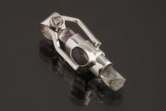 Spinning Crystal Pendant: Raw Aquamarine, Amethyst, Herkimer Diamond, Labradorite, Apatite, Sterling Silver