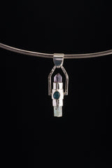 Spinning Crystal Pendant: Raw Aquamarine, Amethyst, Herkimer Diamond, Labradorite, Apatite, Sterling Silver