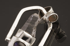 Sterling Silver Spinning Crystal Pendant: Himalayan Laser Quartz, Dravite, Opal