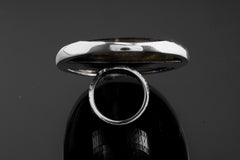 AAA Rainbow Labradorite Ring: Adjustable Sterling Silver Textured Band