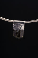 Himalayan Black Tourmaline Pendant: Textured Sterling Silver Crystal Necklace