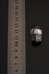 Himalayan Black Dravite Tourmaline Pendant: Textured Sterling Silver Crystal Necklace