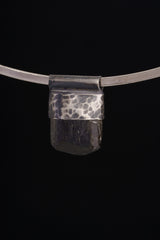 Himalayan Black Dravite Tourmaline Pendant: Textured Sterling Silver Crystal Necklace