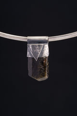 Himalayan Black Tourmaline Pendant: Oxidized Sterling Silver Crystal Necklace