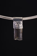 Himalayan Black Dravite Tourmaline Pendant: Textured Sterling Silver Crystal Necklace