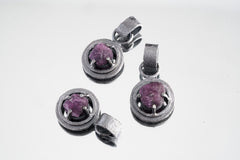 Oxidized Sterling Silver Vesuvianite Pendant: Sand Textured Wire Frame