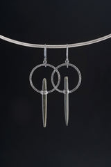 Himalayan Chlorite Phantom Quartz earrings displayed on a silver choker with hammered hoop portal design.