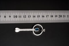 Blue Apatite Spoon Pendant: Hammered Sterling Silver Necklace