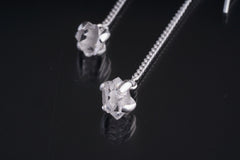 Herkimer Diamond Sterling Silver Dangle Earrings: Claw Set Crystal