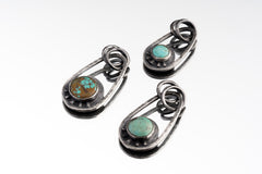 Royston Turquoise Sterling Silver Pendant: Oxidized Sun & Moon Boho Design