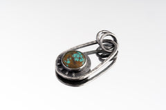 Royston Turquoise Pendant 925 Sterling Silver Oxidized Textured Necklace Matrix Cabochon Throat Chakra Gift